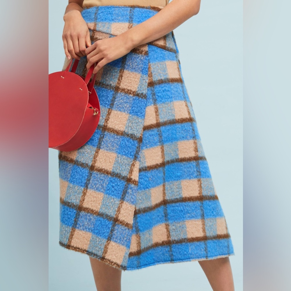 Anthropologie Eva Franco Islay Multicolored Plaid Skirt Size 12